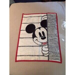Vtg 1984 Biederlack Disney Mickey Mouse Crib Lap Blanket Reversible 37.5”x 29.5”